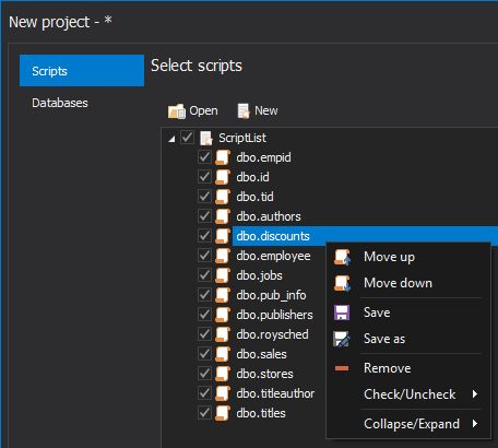 sql databases execute scripts